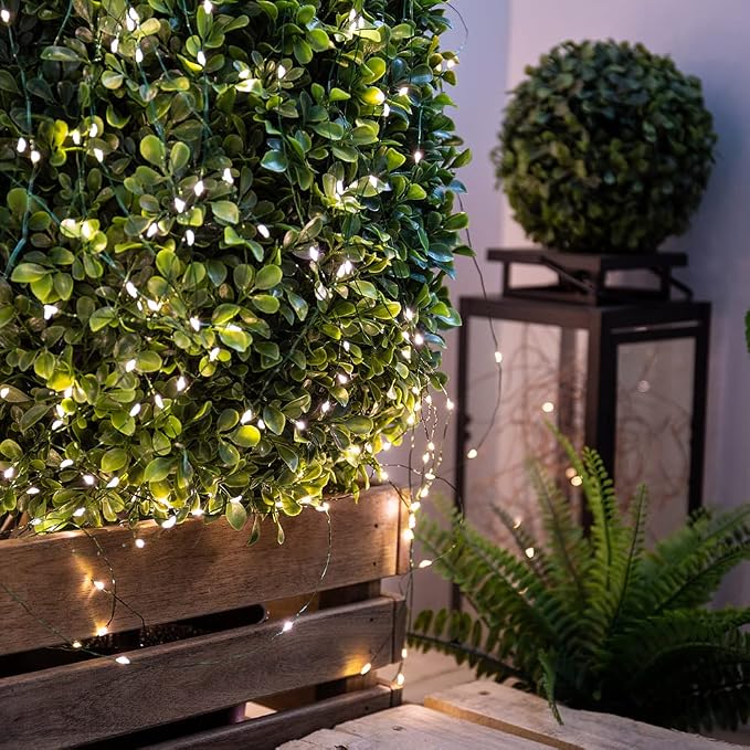 66FT Plug in Fairy Lights Warm White Green Wire LED String Lights 200 LED with Remote 8 Modes for Living Room, Christmas Tree, Patio, Garden, Wedding, Backyard