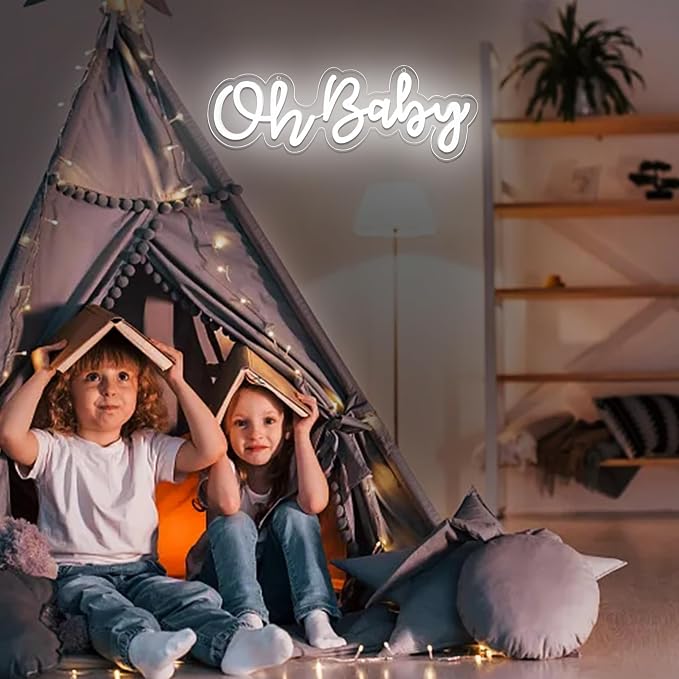 Oh Baby Neon Sign for Wall Decor,Neon Oh Baby Light up Sign for Backdrop Shower Decorations, Gender Reveal,Bedroom,Kids Room,Party,Birthday Decor,Size 16.1 * 5.9 Inch（JTD065)