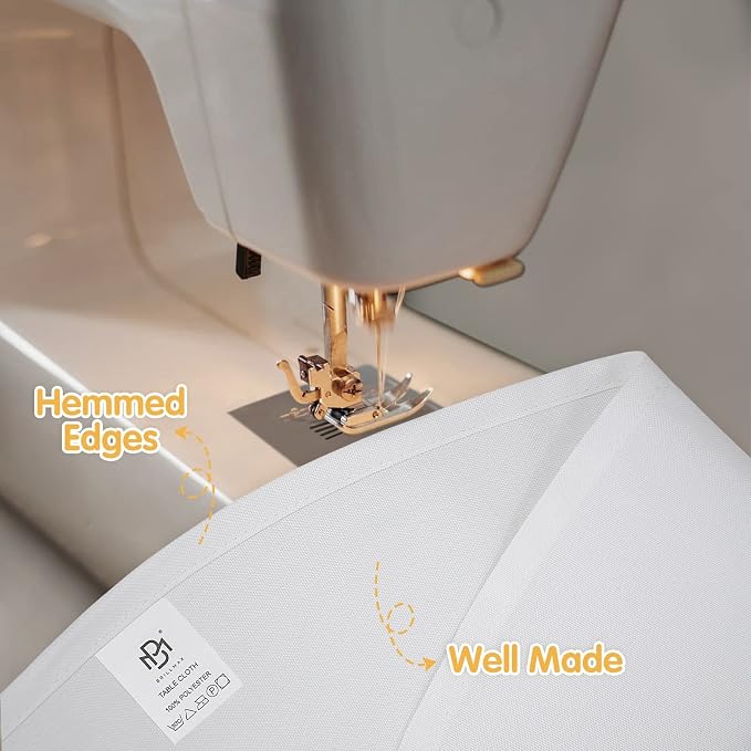 BRILLMAX 6 Pack White Round Tablecloths 132 Inch for 72” Tables - 150 GSM Polyester Fabric, Floor Length Drop, Water, Stain & Wrinkle Resistant Cloth Cover for Wedding Reception Banquet Dining