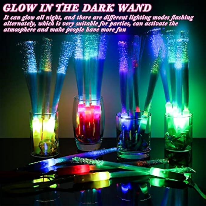 Junkin 360 Pcs Fiber Optic Wands Glow LED Light up Wand Bulk Flashing Sticks with Included Batteries for Party Favors Wedding Birthday Carnival