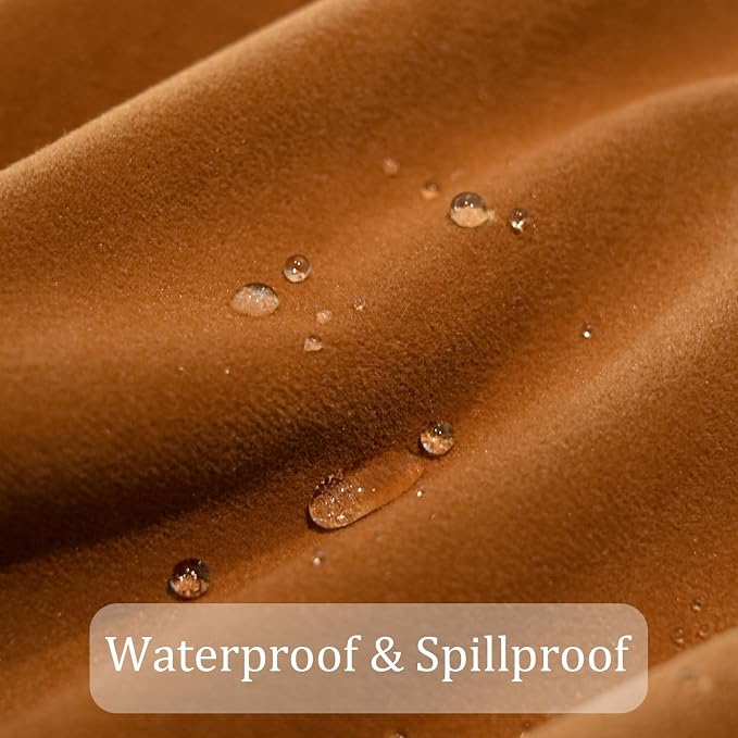 Rectangle Fall Tablecloth, Luxurious Wool Velvet Waterproof Table Cloth, Washable Large Table Cover for Kitchen Dining Party Wedding Thanksgiving Holiday - (70''x108'', Caramel)