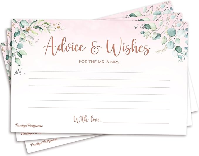 Prestige Advice & Wishes (50 Set) | Marriage Advice Cards for Bridal Shower Wish Card, Advice for The Bride & Groom Cards, Wedding Advice and Wishes Cards, Well Wedding Wish Bridal Shower Stationary