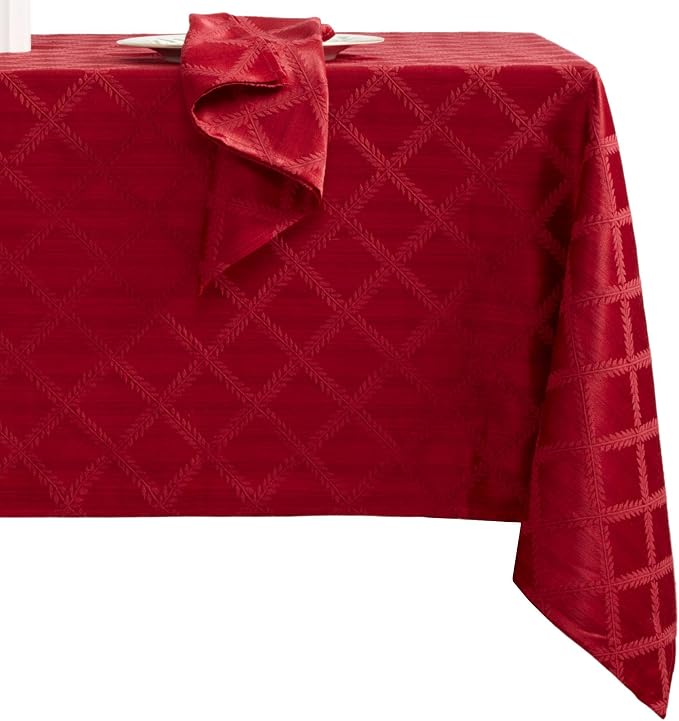 Lenox Laurel Leaf Tablecloth, Red - 70" W x 104" L
