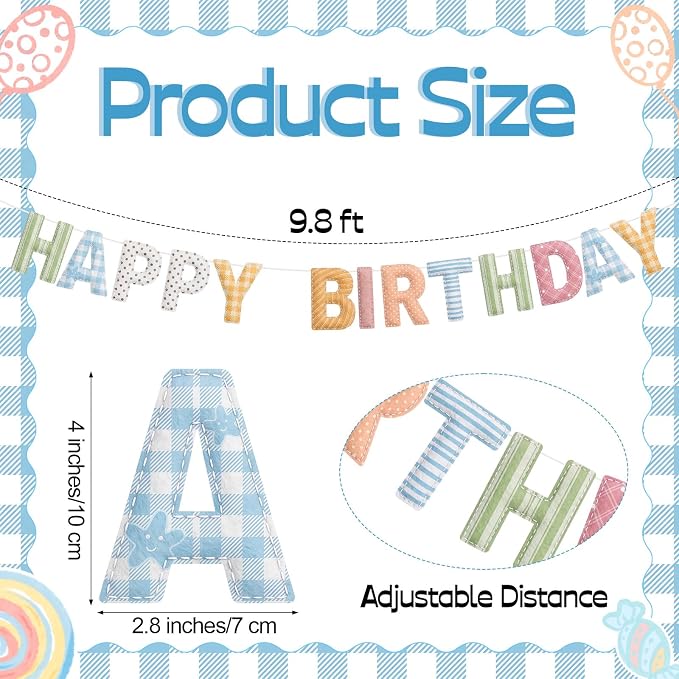 Mindsoft Felt Happy Birthday Garland Rainbow Banner Reusable Happy Birthday Sign Party Supply for Party Decor (Flower Color,Stripe)