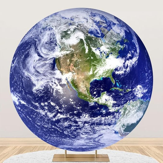 Diameter 6ft Galaxy Stars Earth Round Backdrop Cover Universe Outer Space Photography Background Planet Themed Backgrounds for Kids Birthday Party Decor Adults Portrait Photo Booth Props