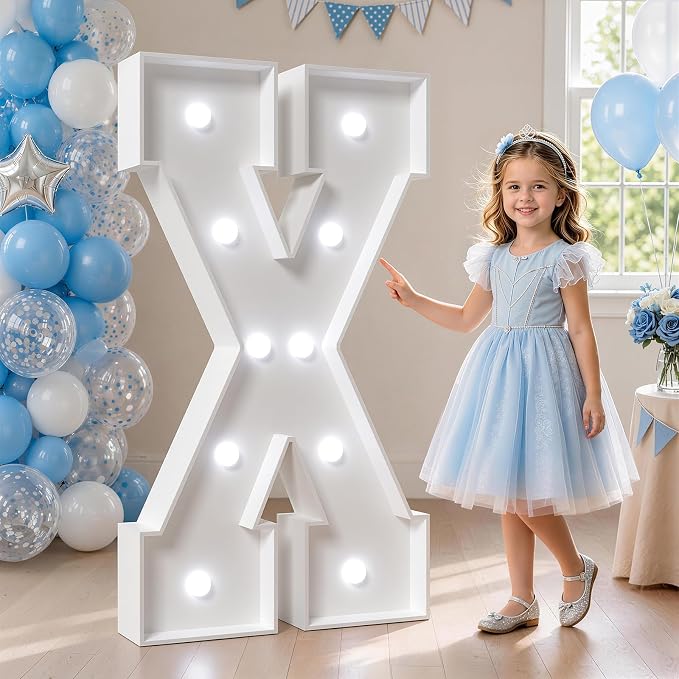4FT Marquee Light Up Letter X - Large Cool Light for Birthday, Anniversary, Wedding Party Decorations, Big Decor (DIY Kit) 25pcs Accessory Set
