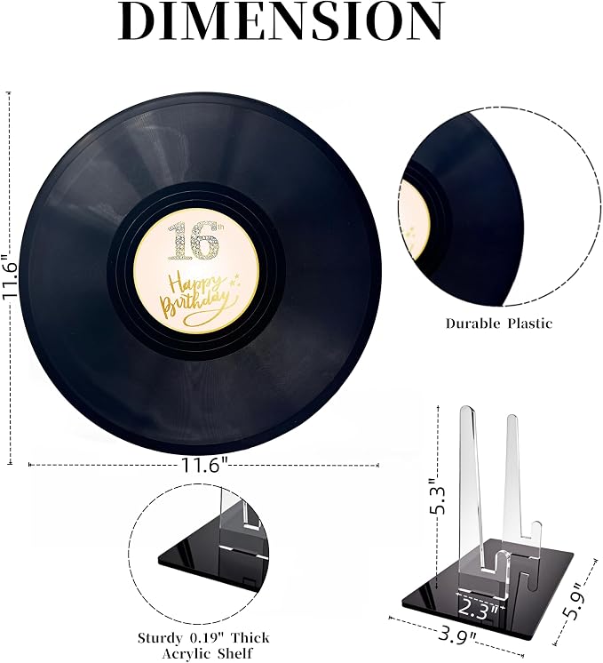 ReeGii Vinyl Record Guest Book for Birthday Decorations - Large 11.6"x11.6" Birthday Party Sign Poster with 12 Pens,Unique Keepsake Gift for Friends and Family