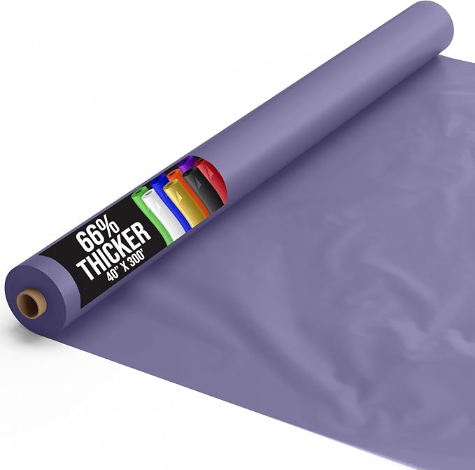 Party Solids 66% Thicker Premium Lavender Plastic Table Cover Roll 40" X 300' Table Cloth Plastic Cover Roll Quality Thick Banquet Rolls Disposable Tablecloth Rolls Strong American Based Company