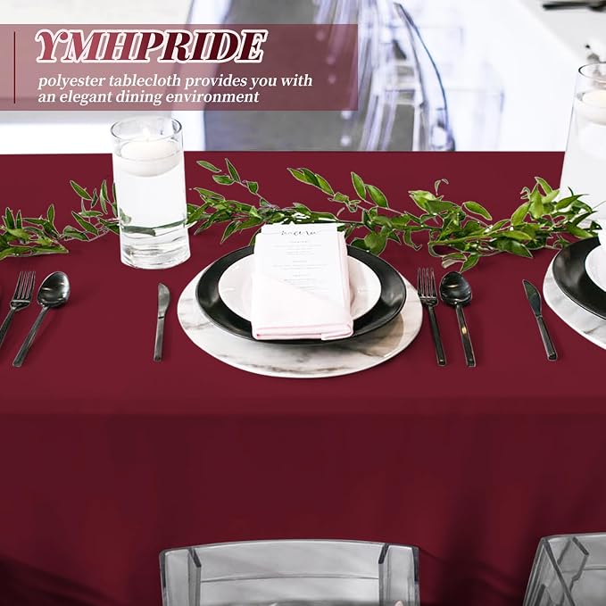 12 Pack Burgundy Tablecloths for Rectangle Tables Stain and Wrinkle Resistant Washable Polyester Tablecloth 60 x 102 Inch Table Cloth Rectangle Table 6 Foot Rectangle Table Cloth for Wedding Party