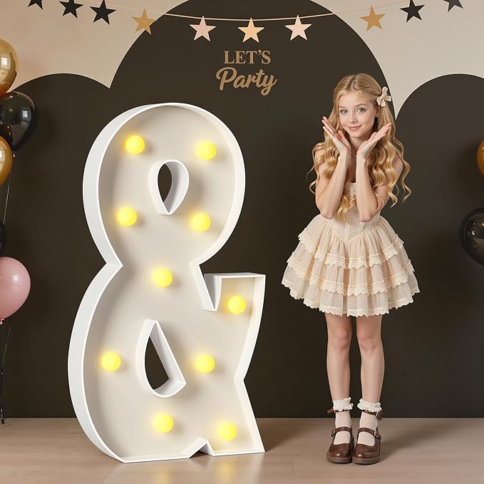 Marquee Letters 4 Feet Tall, 4FT Large Light up Letters &, Big Sign & with Warm White Light for Birthday Wedding Proposal Engagement Graduation Party Backdrop Decorations