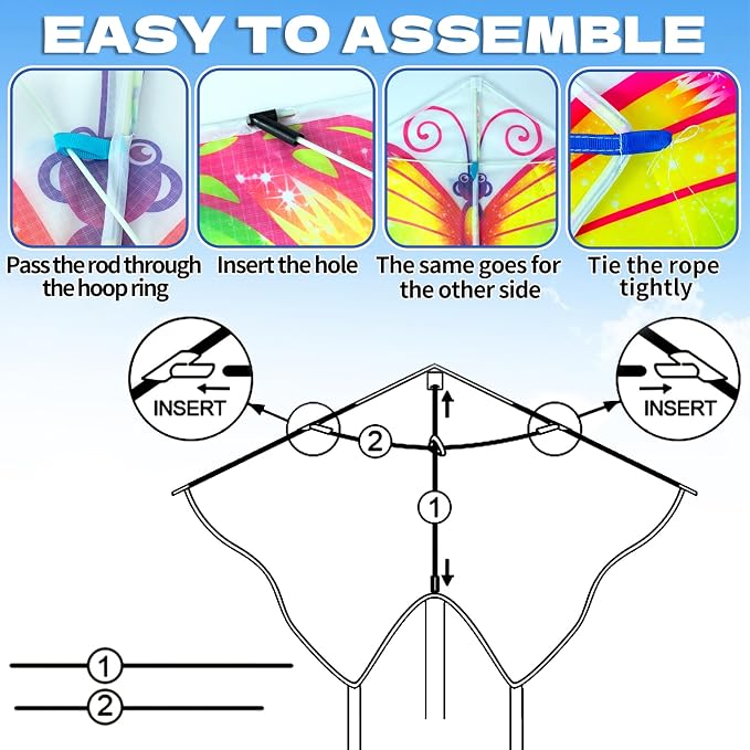 YongnKids Kite for Kids Easy to Fly - Kites for Kids Girls Boys Adults Easy to Fly, Perfect for Easter Birthday Gift Idea Beach Trip Park Family Activities Outdoor Games
