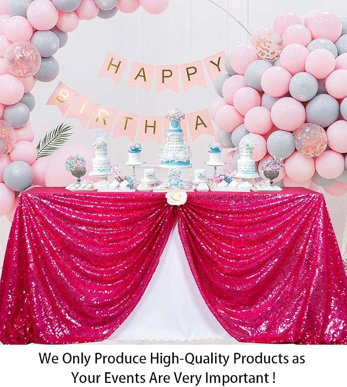 ShiDianYi Sequin Tablecloth Rectangle 50x72-Inch Hot Pink Table Cloths for Parties Rectangular Tablecloth Overlay Fuchsia Sequin Fabric Table Linens Birthday