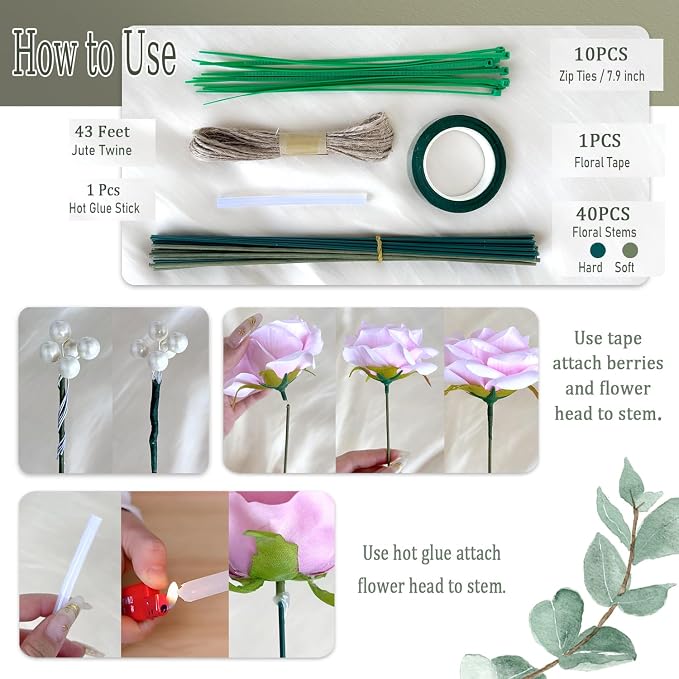 Ivory White Artificial Flowers Combo Box Set Silk Dahlia Roses Gold Leaves Stems DIY Bridal Wedding Bouquets Cake Boho Fake Floral Arrangements Baby Shower Party Table Centerpieces Home Decor Bulks