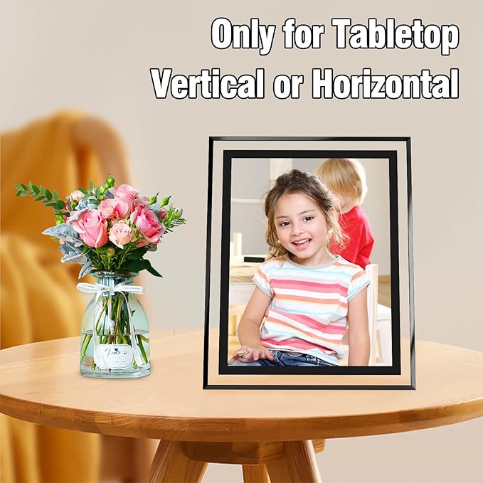 HIKWADERY 8x10 Picture Frames Black - Set of 2, HD Real Glass 8 by 10 Photo Frame for Tabletop Display, Wedding Birthday Mothers Day Gifts (8 x 10, Black)