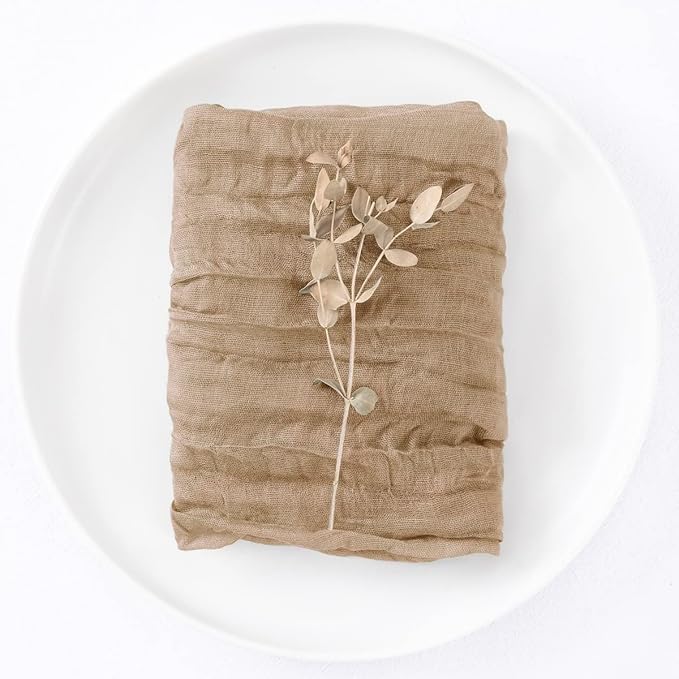 DeZerlor 50 Pack Nude Cheesecloth Napkins Spring Cloth Napkins Set of 50 Coffee Dinner Napkins Bulk 21x21 Inches for Wedding Bridal Shower Baby Shower Parties