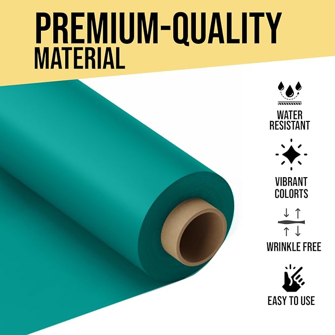Party Solids 66% Thicker Premium Teal Plastic Table Cover Roll 40" X 100' Table Cloth Plastic Cover Roll Quality Thick Banquet Rolls Disposable Tablecloth Rolls Strong American Based Company