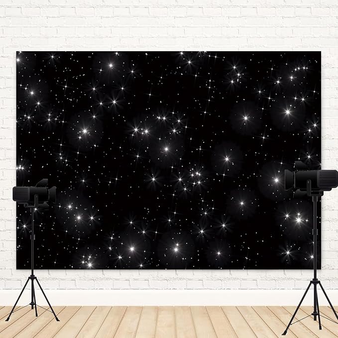 12x8ft Night Sky Stars Backdrop Universe Space Starry Galaxy Photography Background Glitter Nebula Milky Way Boy Girl Birthday Baby Shower Decorations Wedding Party Photo Booth Prop