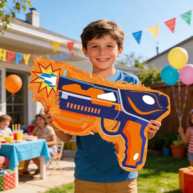 22.5cm x 37cm Dart Piñata for Dart Party Decorations, Gun Piñata Dart Theme Piñata for Dart Battle Birthday Party Supplies Dart War Party Decorations