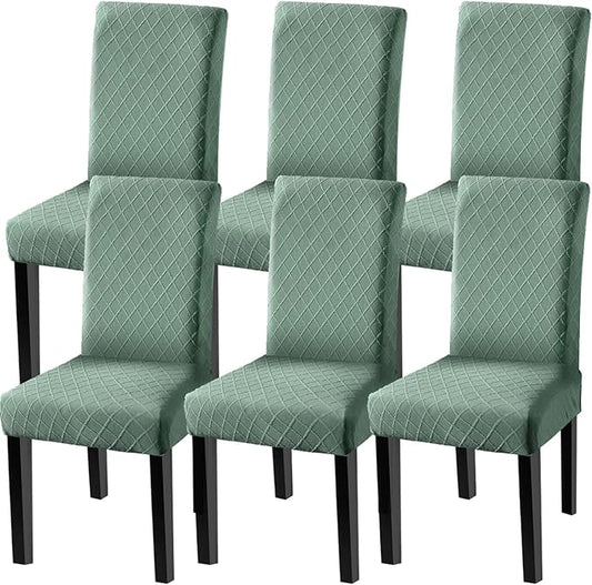 Fuloon 6 Pack Super Fit Stretch Removable Washable Short Dining Chair Protector Cover Seat Slipcover for Hotel, Dining Room, Ceremony, Banquet Wedding Party