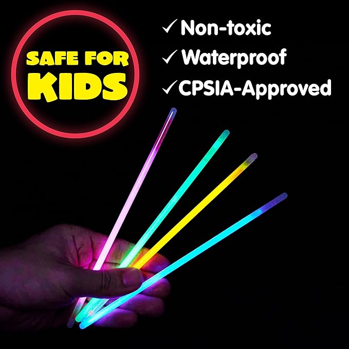 JOYIN 600 Pcs 8" Glow sticks Bulk Party Favors Pack, Neon Glow in the Dark Party Supplies, Light Up Necklaces and Bracelets with Connectors, Easter, Football, Birthday Decorations
