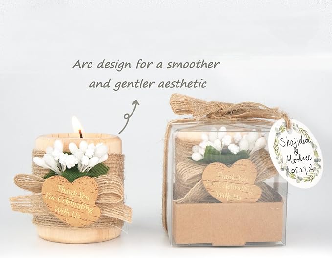 30 Pack Wedding Favors Wood Tealight Candle Holders, Bridal Shower Favors for Guests Bulk, Baptism/Baby Shower Centerpieces for Tables, Wood Cylinder Candle Set for Baby Shower Decorations