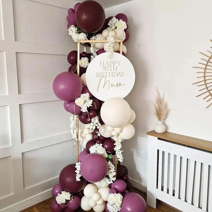 Double Stuffed Deep Mauve Balloons,18 12 10 5 Inch Violet Deep Balloons Different Sizes,Double Stuffed Purple Balloon Arch for Boho Party, Baby Shower, Birthday, Weddings (Deep Mauve)