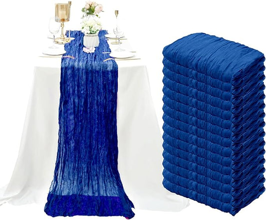 15 Pack Cheesecloth Table Runner 10Ft Boho Cheese Cloth Table Runner Gauze Table Runners 35 x120 Inch Holiday Table Cloth for Wedding Birthday Party Bridal Baby Shower Spring Table Décor(Royal Blue)