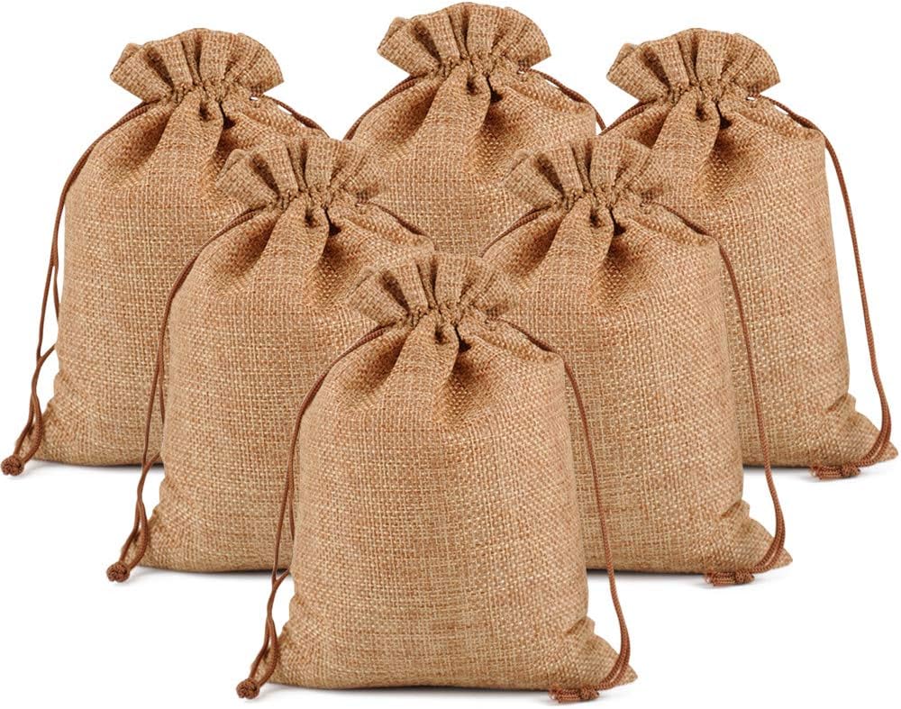 Lucky Monet 25/50/100PCS Burlap Gift Bags Wedding Hessian Jute Bags Linen Jewelry Pouches with Drawstring for Birthday, Party, Wedding Favors, Present, Art and DIY Craft (25Pcs, Coffee, 3” x 4”)