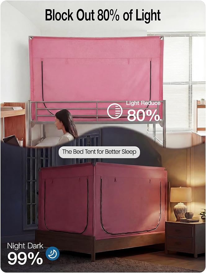 ANC POP Portable Bed Tent, Blackout Privacy Canopy with 3 Doors & Breathable Mesh, Large Space for Adults, Indoor Sleeping Shelter for Dorms/Shared Rooms