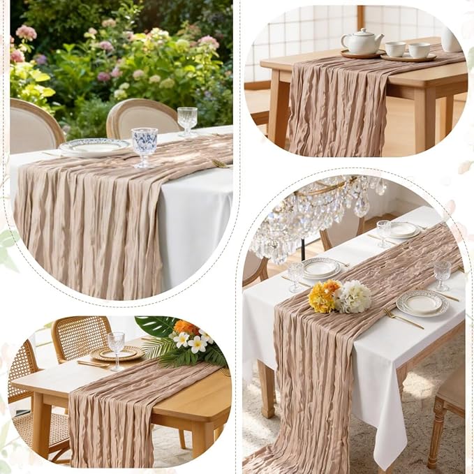 6 Pack Nude Cheesecloth Table Runner 35"×120" Gauze Fabric Table Runner Rustic Sheer Runner for Wedding Birthday Baby Shower Party Table Decoration Nude 6 Pack