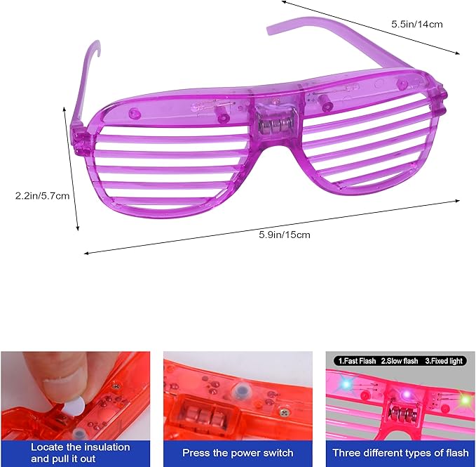 80 Pack Led Glasses,Light Up Glasses,Glow Glasses Glow In The Dark Party Supplies Suitable For Kids/Adults, Rave neon Flashing Party For Birthday Mardi Gras New Year's Eve Decoration