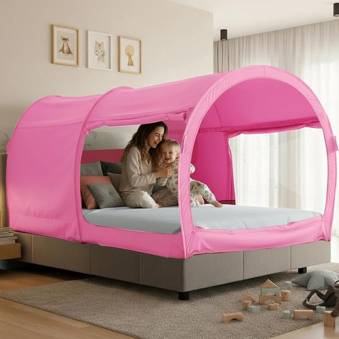 LEEDOR® Bed Tent Dream Tent Bed Canopy Shelter Cabin Sleeping Tent Indoor Pop Up Privacy Warm Breathable Mosquito Mesh Twin/Full/Queen for Kids and Adult (Mattress Not Included)