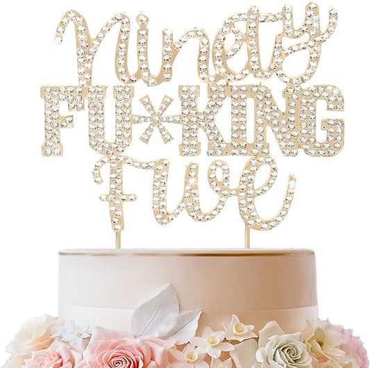 LINGTEER Ninety Five Funny Gold Rhinestone Cake Topper - Cheers to 95 Years Old,Happy 95th Birthday Party Cake Centerpieces Topper Decorations.