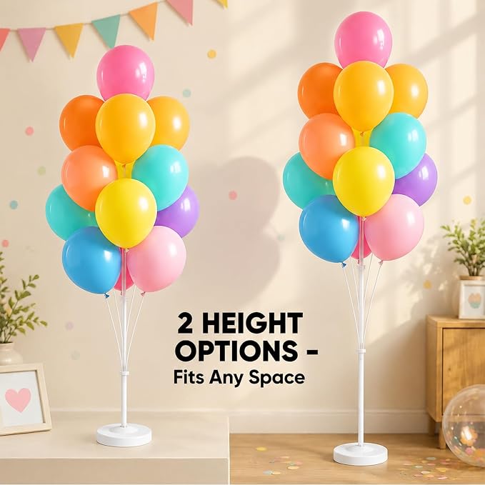 Balloon Column Stand Kit,2 Sets of Assorted Rainbow Balloon Tower Pillar with 10inch Light Multi Color baloon Reusable Design for Wedding Birthday Baby Shower Party Decor
