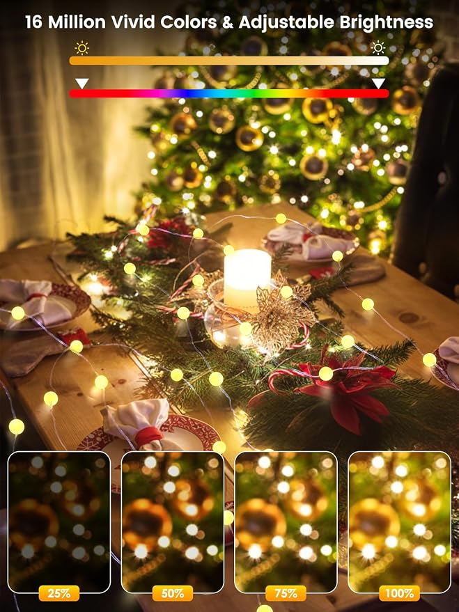LORRYTE Smart Color Changing String Lights Indoor for Bedroom, 33FT 66LED App Control LED Globe Fairy Lights Plug in with Remote for Girl's Room Party Bedroom Classroom Christmas Fall Decorations