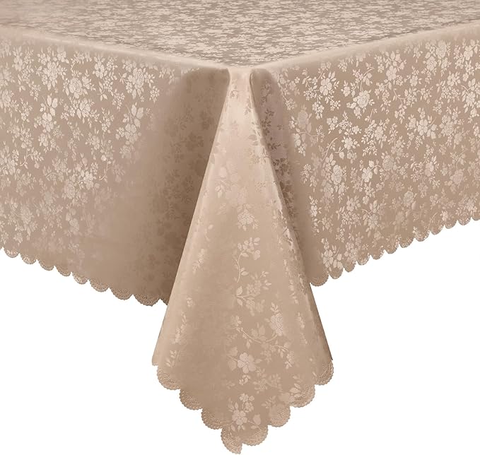 Smiry Rectangle Table Cloth, Waterproof Heavy Duty Vinyl Tablecloths, Wipeable Washable Table Cover for Kitchen and Dining Room (Khaki, 60" X 120")