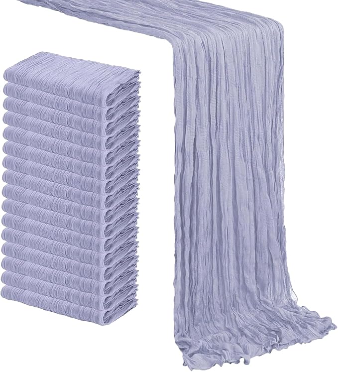 MDS Pack of 2 Cheesecloth Table Runner 35x170 Inch, 14FT Long Gauze Cheese Cloth Table Runner for Wedding Party Birthday Bridal Shower Farmhouse Garden Boho Rustic Table Decoration - Dusty Blue