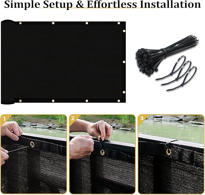 Shade&Beyond 4' X 25' Fence Privacy Screen Heavy Duty 170 GSM Fencing Mesh Shade Net Cover for Wall Garden Back Yard Outdoor Home Decoration, Black