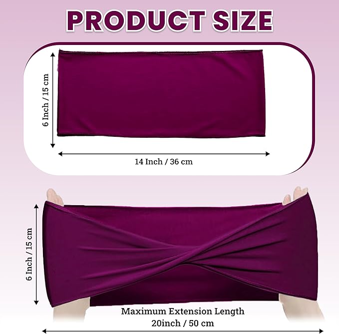 MDS Pack of 200 Spandex Chair Sashes Bows Elastic Stretch Dining Chair Bands Ties Without Slider Buckle Universal fits for Wedding Baby Shower Birthday Party Banquet Event Decoration - Eggplant