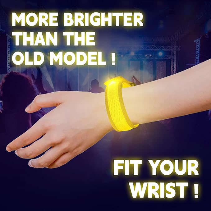 KIRALUMI 8 PCS LED Glow Bracelets, Light Up Wristbands - Halloween Glow in The Dark Party Bracelets Favors Supplies for Christmas, Concerts, Festivals, Game Prizes, Sports, Rave Accessories（Yellow）