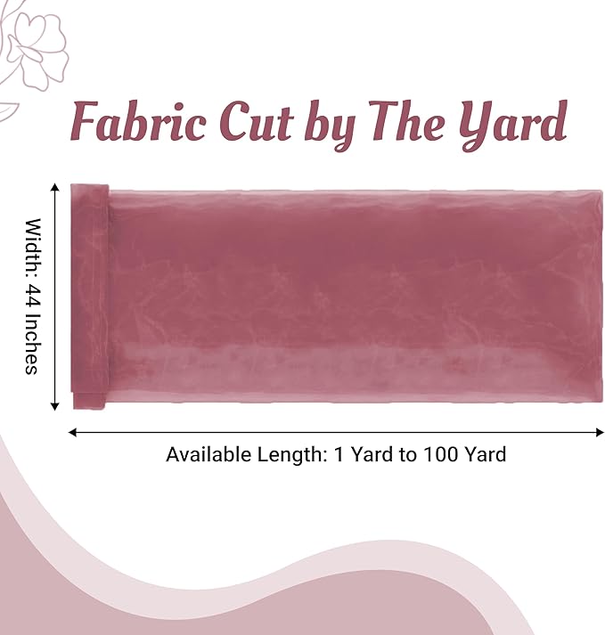 MDS Pack of 75 Yard Sheer Organza Fabric for Wedding Party Home Event Banquet Decorations, Backdrop Curtain Craft Dress Sewing Fashion DIY Crystal Organza Tulle Fabric Bolt 44” Wide - Dusty Pink