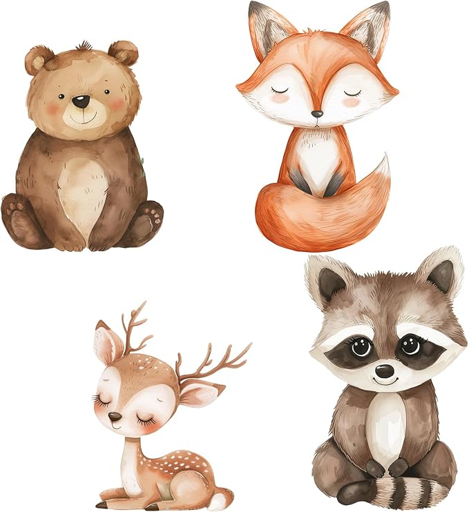 Honoson 4 Pcs 21" x 30" Large Woodland Animals Baby Shower Decorations Cardboard Cutouts, Forest Animals Birthday Party Supplies Yard Signs Standup for Lawn Classroom Decor Photo Props