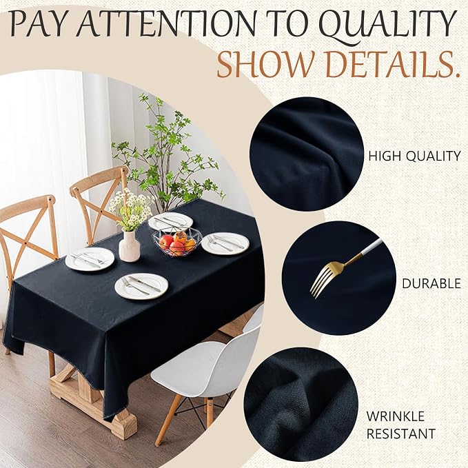 70x120 Table Cloth - 6 Pack Rectangular Black Washable Stain and Wrinkle Resistant Polyester Table Cover for Dining Tables, Various Parties and Camping (Navy Blue)