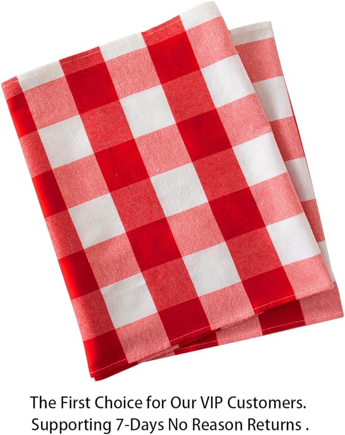 ShinyBeauty Buffalo Check Table Cover - 13''x72'' Red & White Cotton Checkered Plaid Table Runner for Farmhouse Dinners