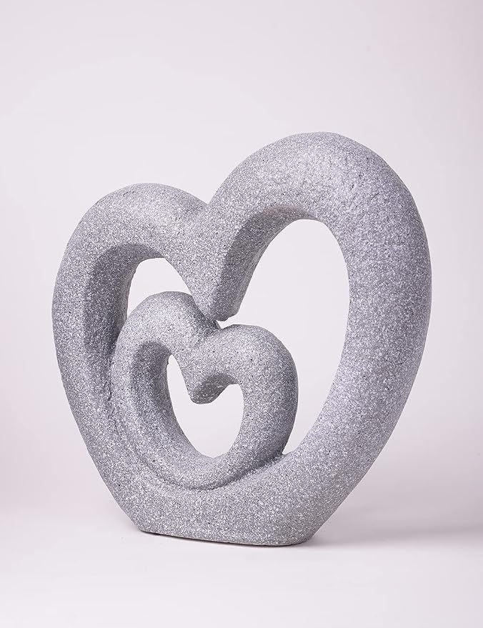 HAUCOZE Modern Home Decor Heart Figurine Sculpture Lover Statue Table Centerpiece Gift for Living Room Desktop Polyresin 13.4 Inch