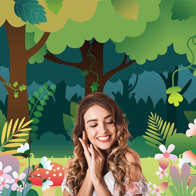 Forest Backdrop Cartoon Deep Forest Landscape Photography Background for Birthday Party Decorations Cartoon Jungle Rainforest Style Backdrops Baby Shower Background Kids Portrait Photo Props 6x4ft