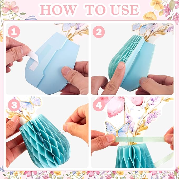 SUNBEAUTY Wildflower Baby Shower Table Decorations Wild Flowers Honeycomb Centerpieces for Garden Baby Shower Spring Floral Table