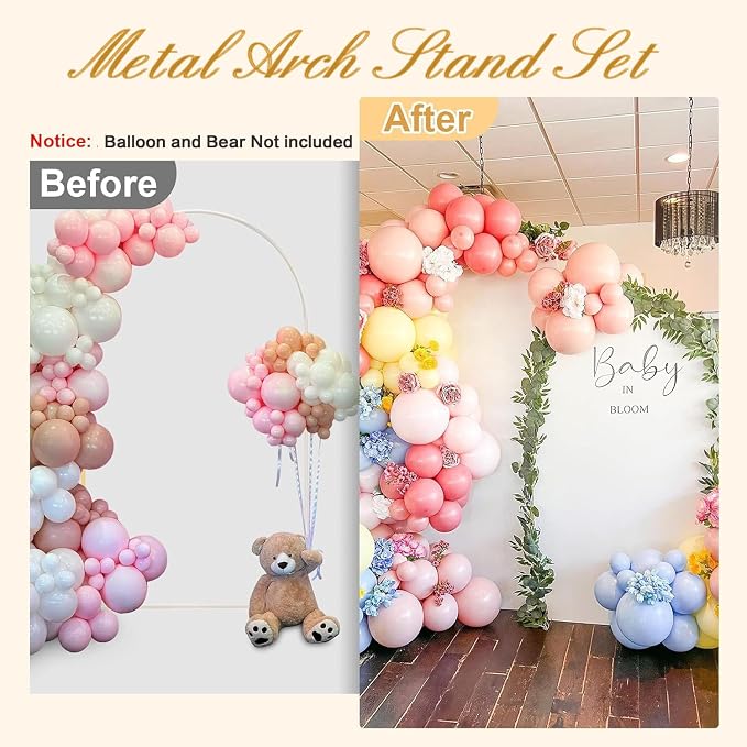 Arch Backdrop Stand with Spandex Arch Cover, 7.3 FT Wedding Balloon Arched Backdrop Stand Square Arch Frame for Birthday Party Bridal Baby Shower Background Ceremony Decoration