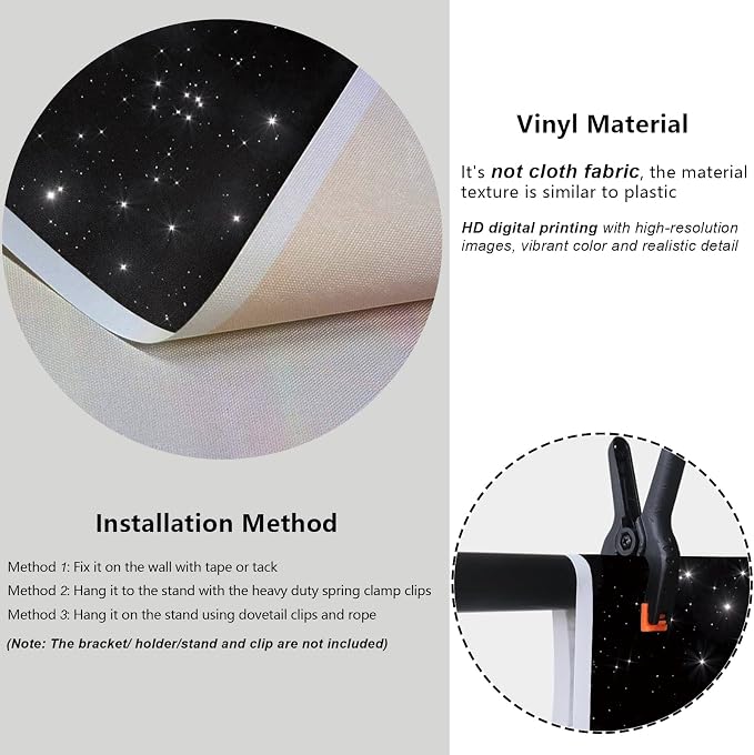 YongFoto Night Sky Stars Backdrop 12x10ft Universe Space Starry Galaxy Stars Photography Background Birthday Wedding Baby Shower Party Banner Decorations Photo Studio Booth Props Portrait Photoshoot