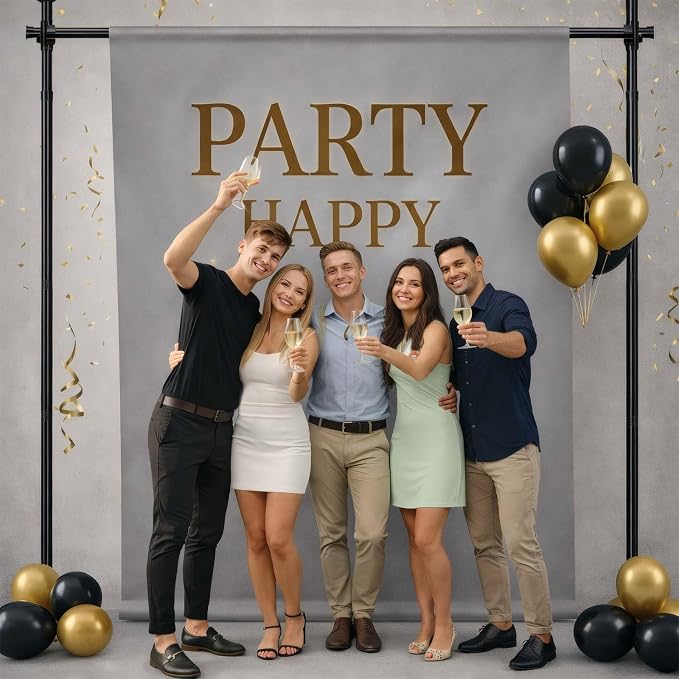 JILRON Backdrop Stand Heavy Duty Spring-Loaded Adjustable Photo Backdrop Stand, Sturdy Thickened Support, Adjustable Width 35-100" Height 43-120", Easy Setup for Photography, Parties- Black